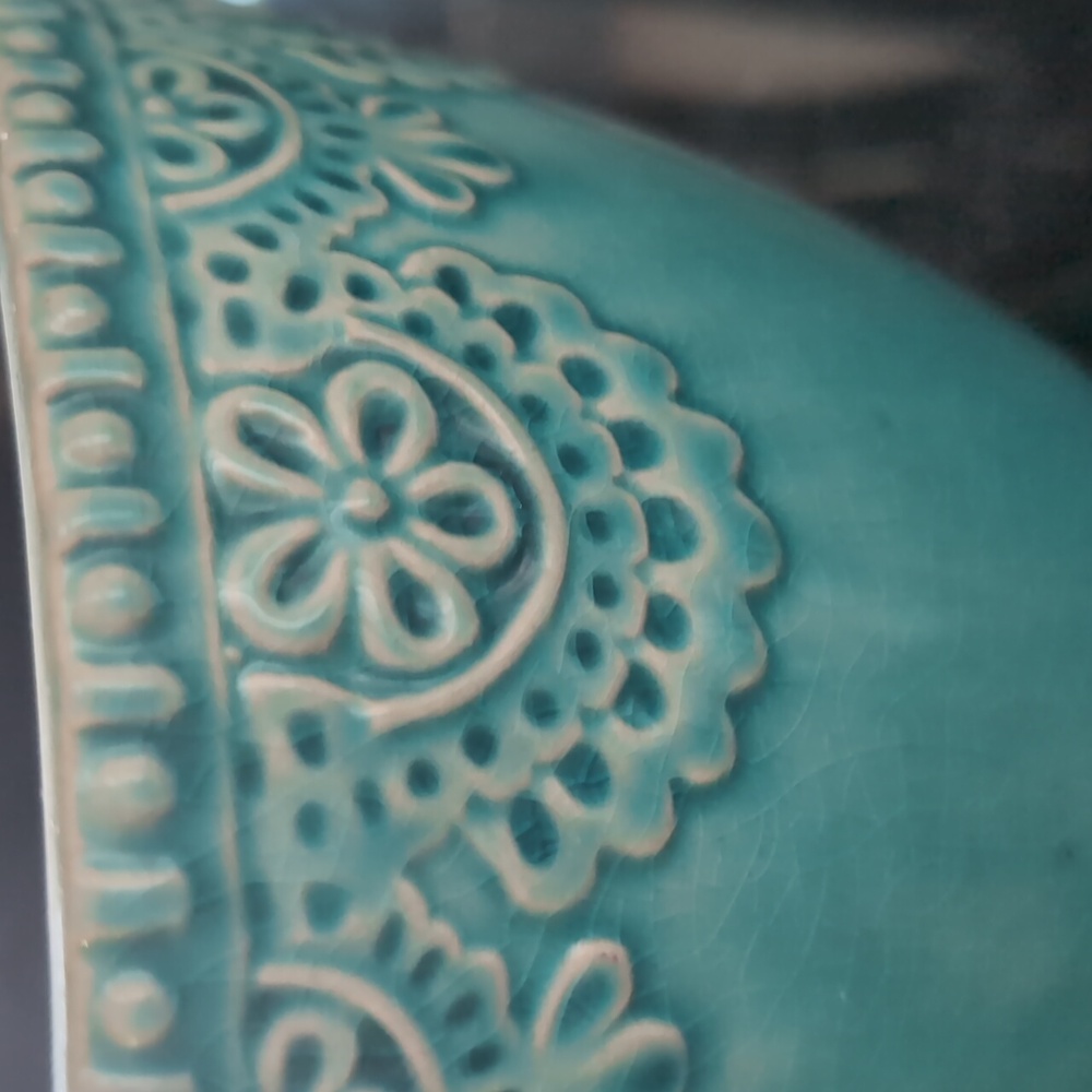 Turquoise Decorative Ceramic Plant Pot - Picture 3 of 4